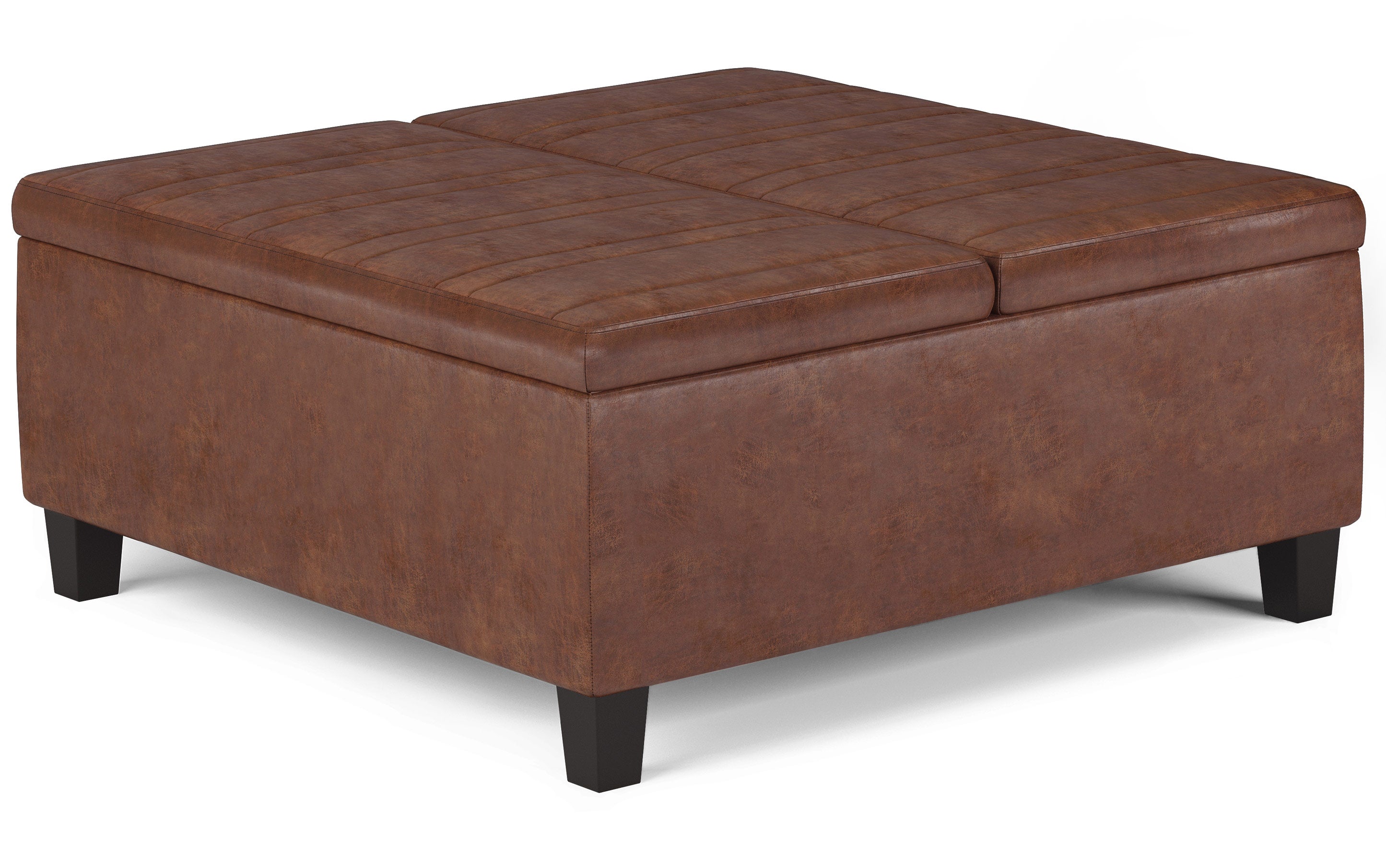 Ellis Table Ottoman in Distressed Vegan Leather