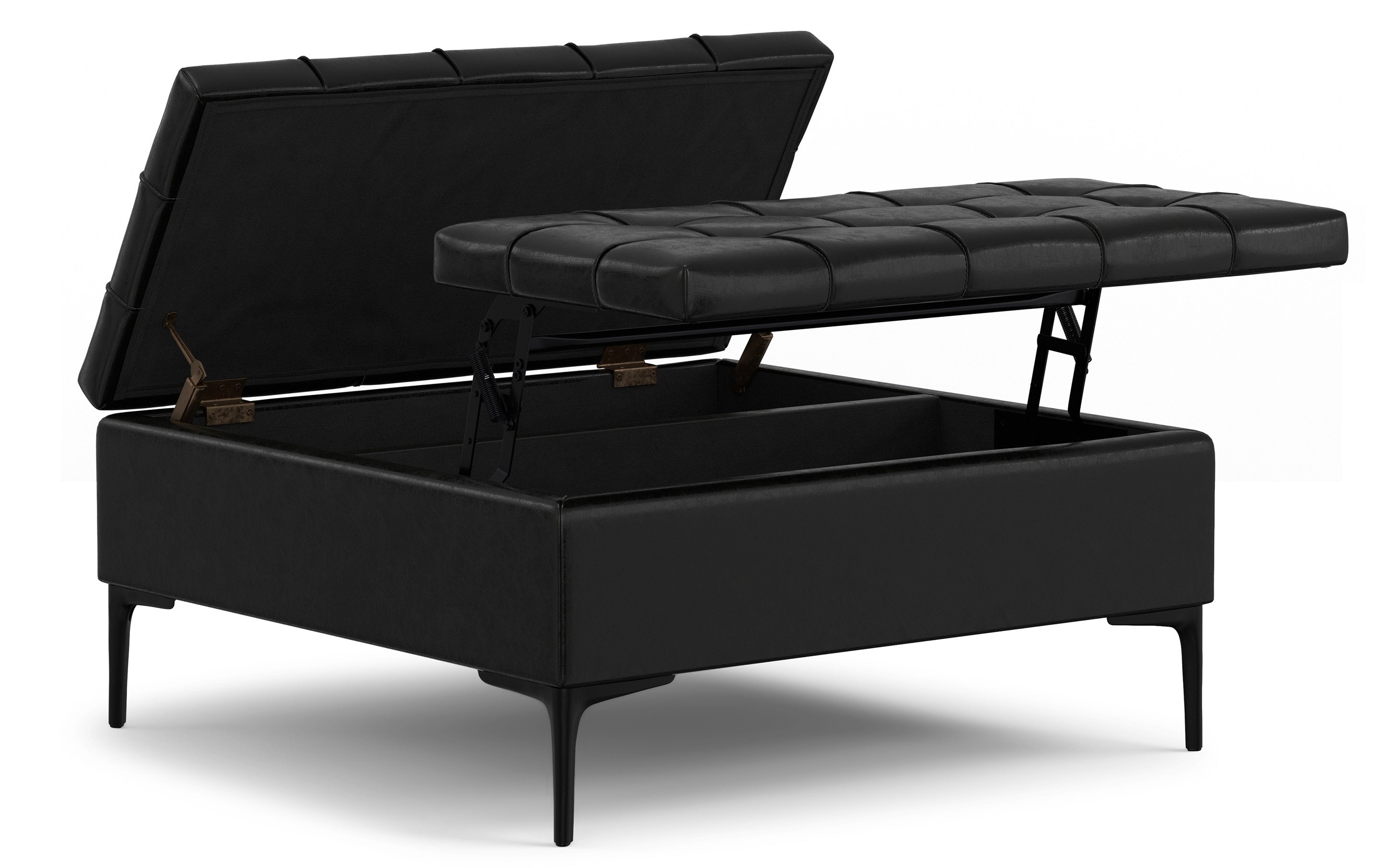 Laura Lift Top Storage Ottoman in Vegan Leather