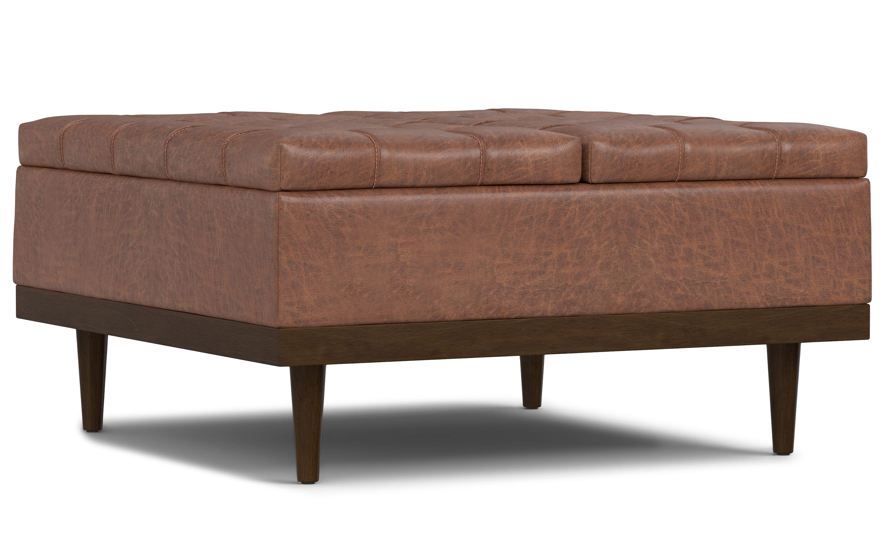 Mariah Lift Top Table Storage Ottoman in Distressed Vegan Leather