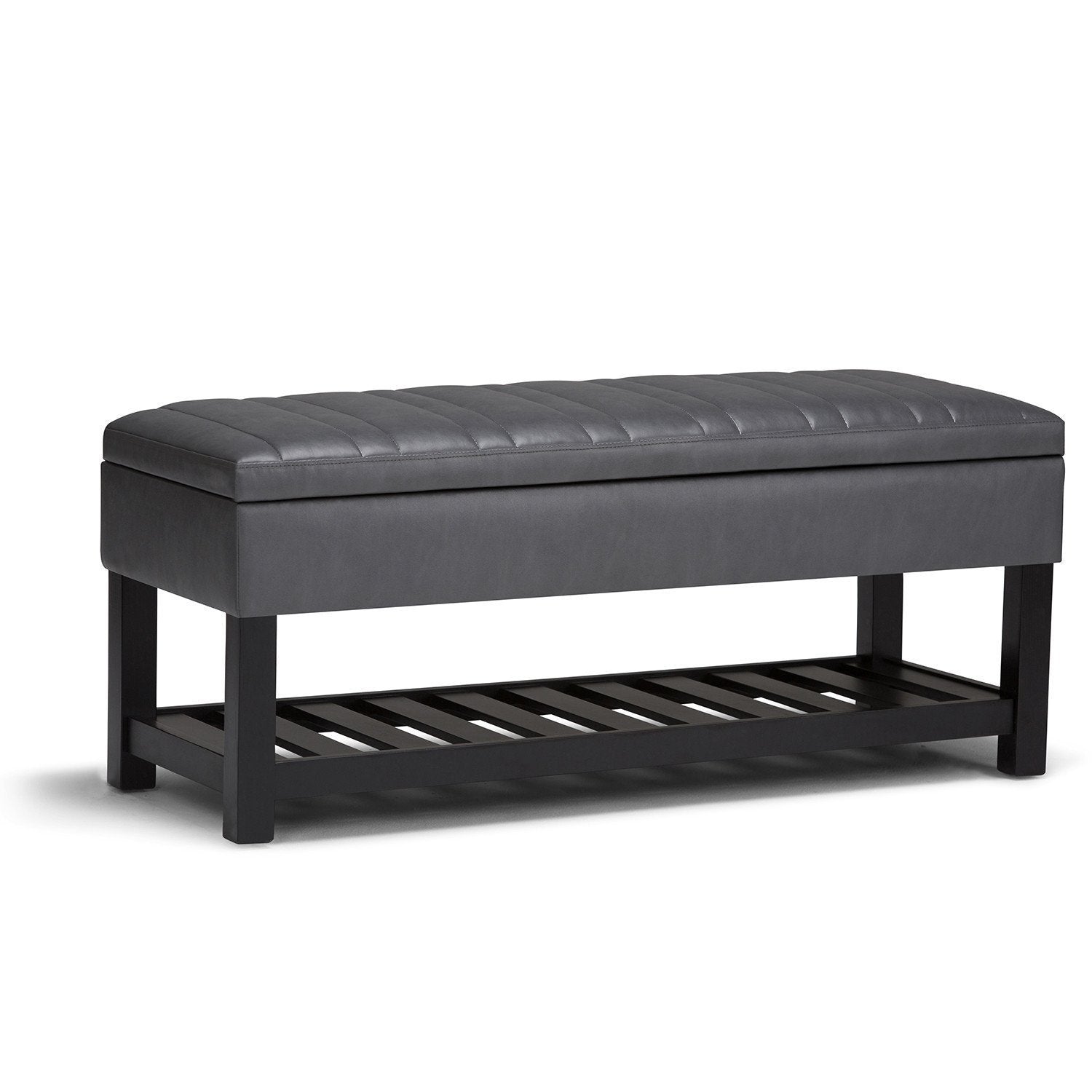 Memphis Ottoman Bench in Vegan Leather - Stone Grey Vegan Leather