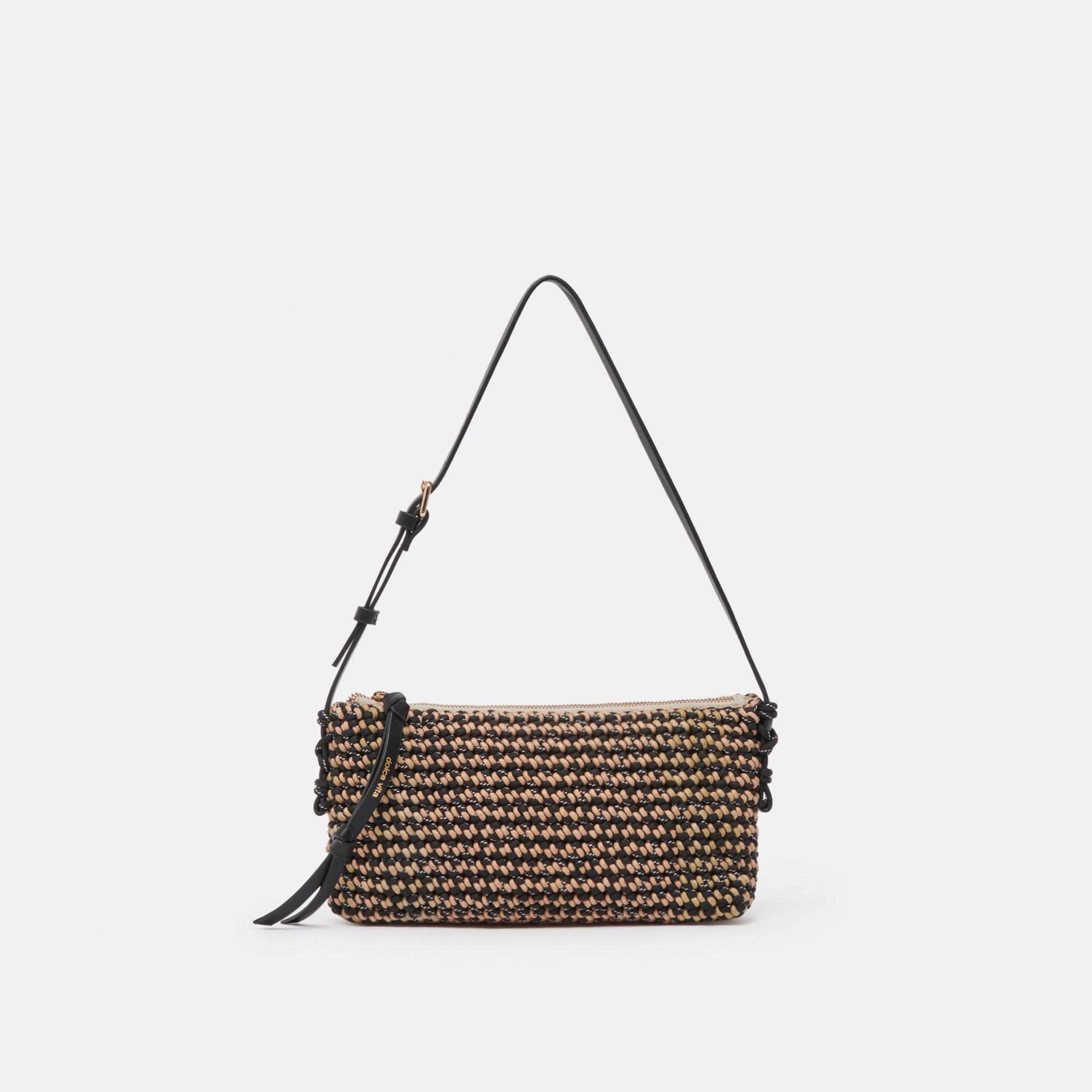 ANDREA SHOULDER BAG BLACK NATURAL WOVEN