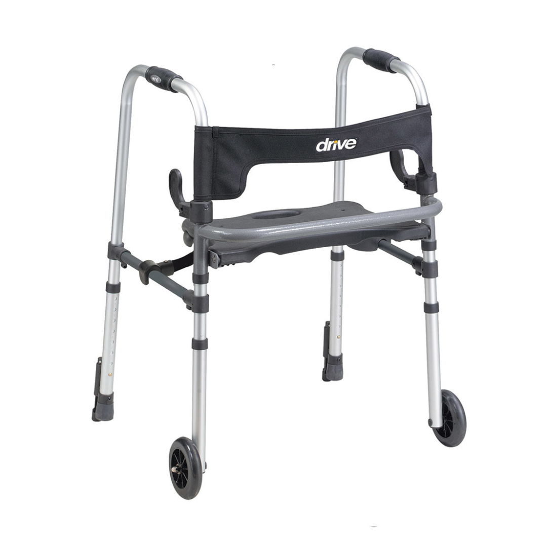 Drive Medical Clever-Lite LS Rollator Walker with Seat and Push Down Brakes