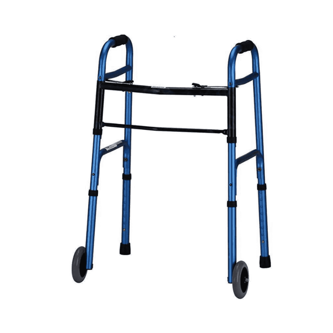 Nova Medical Deluxe 2 Button Folding Walker with 5 Wheels